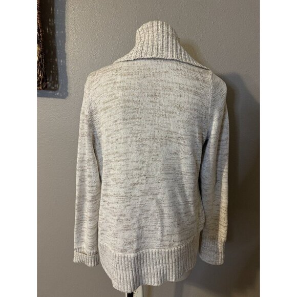 INC Cardigan Sweater Ivory Cream Brown Shimmer XL Extra Large Thick Cotton NEW - Picture 3 of 11